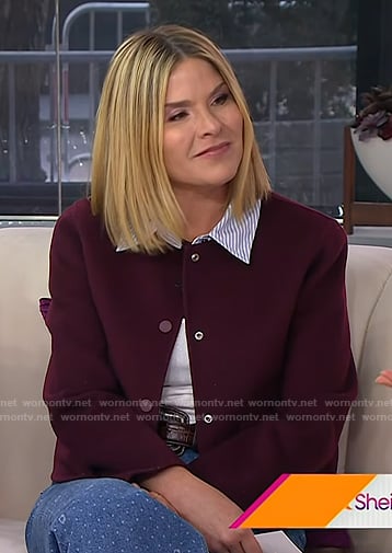 Jenna's burgundy jacket with striped collar on Today