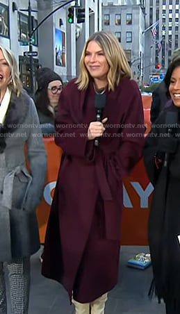 Jenna's burgundy wrap coat on Today