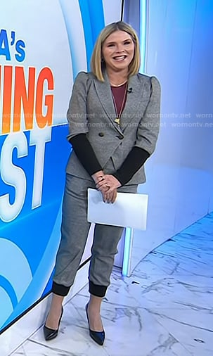 Jenna's grey colorblock blazer and pants on Today