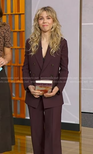 Jennette McCurdy’s burgundy blazer and pants on Good Morning America