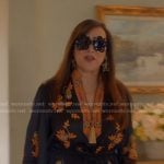 Jennifer’s black floral embroidered mini dress on The Real Housewives of Beverly Hills