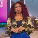 Jennifer’s gold metallic blouse on The Jennifer Hudson Show