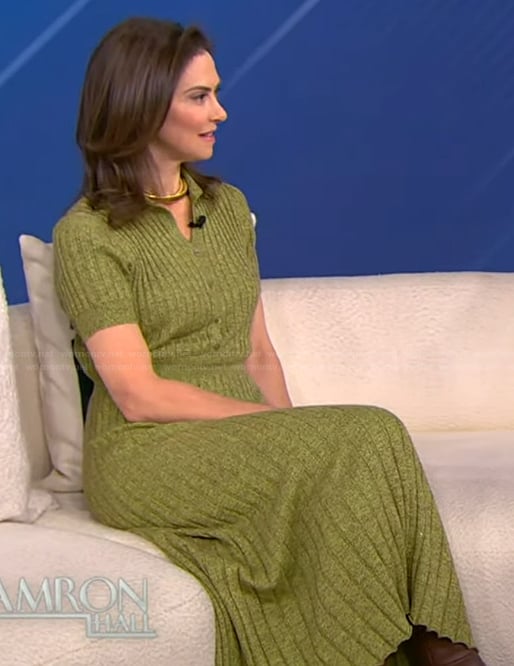 Jennifer Wallace’s green ribbed dress on Tamron Hall Show