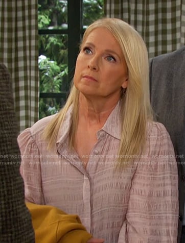 Jennifer’s pink crinckle blouse on Days of our Lives