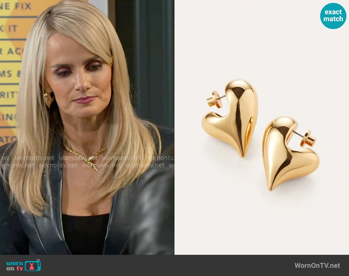 Jenny Bird Art Heart Puff Earrings worn by Vanessa McBride (Lauren Buglioli) on Beyond the Gates