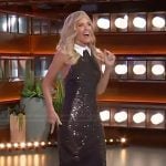 Jenny McCarthy’s black sequin sleeveless dress on The Kelly Clarkson Show