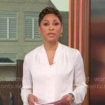 Jericka Duncan’s white v-neck blouse on CBS Mornings