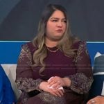 Jessica Roberts burgundy floral dress on Tamron Hall Show