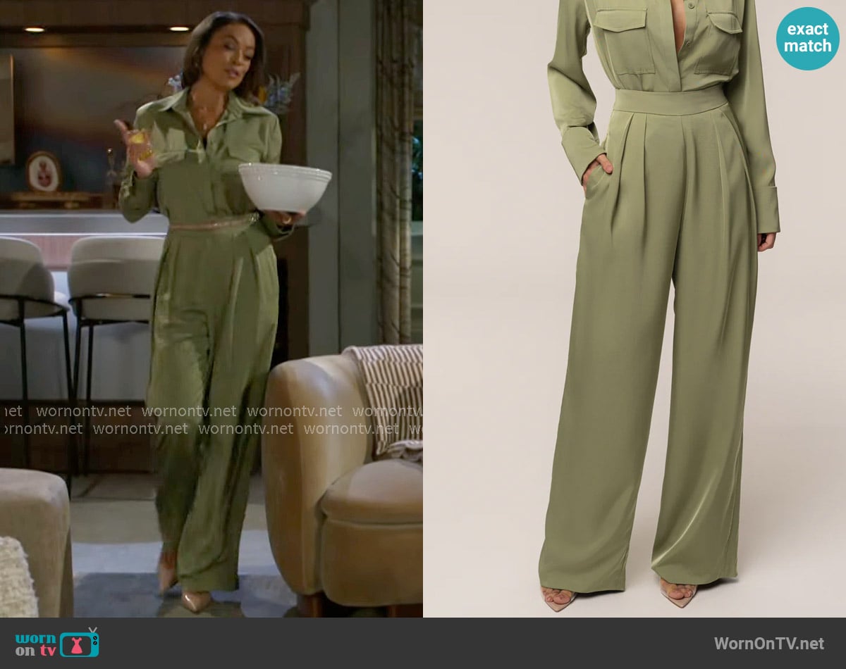 JLuxLabel Candice Trousers in Olive worn by Nicole Dupree Richardson (Daphnee Duplaix) on Beyond the Gates