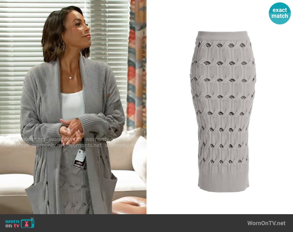 JLuxLabel Morgan Skirt in Heather Grey worn by Nicole Dupree Richardson (Daphnee Duplaix) on Beyond the Gates