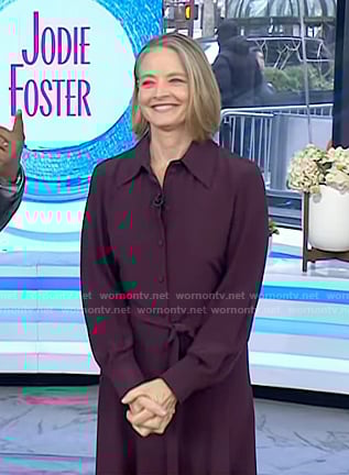 Jodie Foster’s burgundy shirtdress on Today