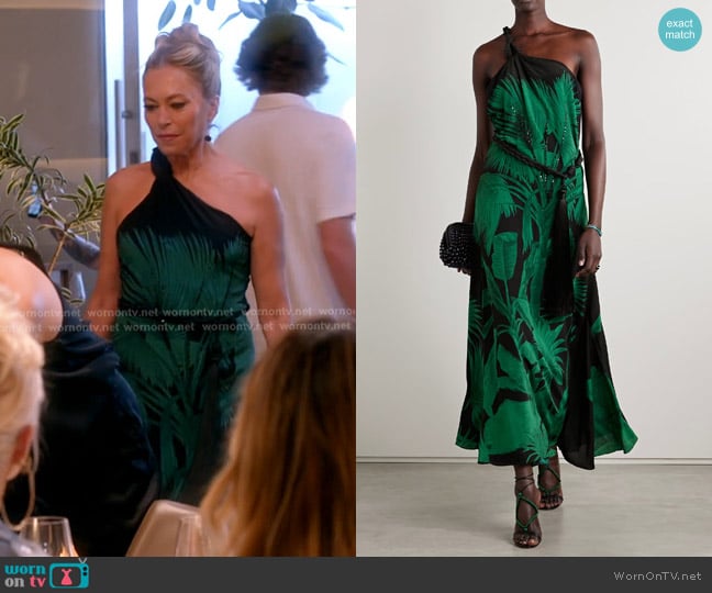 Johanna Ortiz Printed Silk crepe de chine Maxi Dress worn by Sutton Stracke on The Real Housewives of Beverly Hills