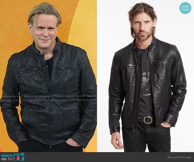 John Varvatos Brando Band Collar Leather Jacket worn by Cary Elwes on Today