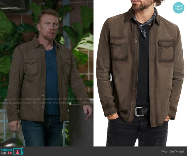 Owen’s brown suede shirt jacket on Greys Anatomy