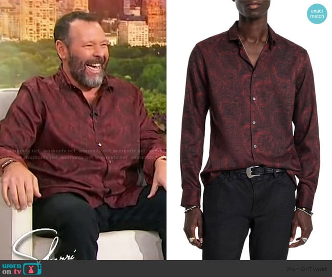 Bert’s red paisley print shirt on Sherri