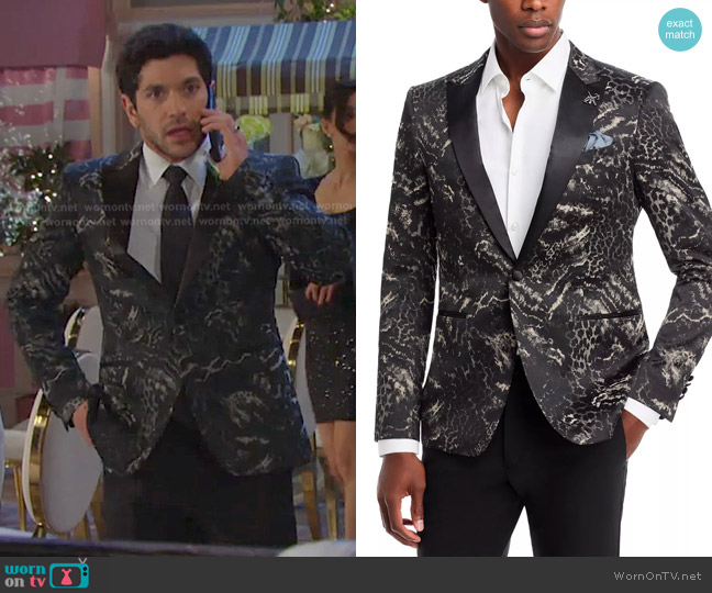 John Varvatos Star USA Jacquard Dinner Jacket worn by Javi Hernandez (Al Calderon) on Days of our Lives