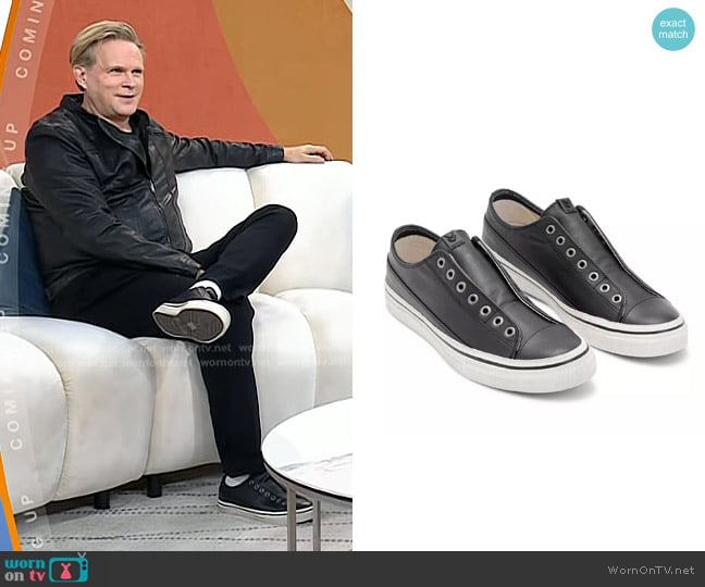 John Varvatos Vulc Laceless Slip On Sneakers in Black worn by Cary Elwes on Today