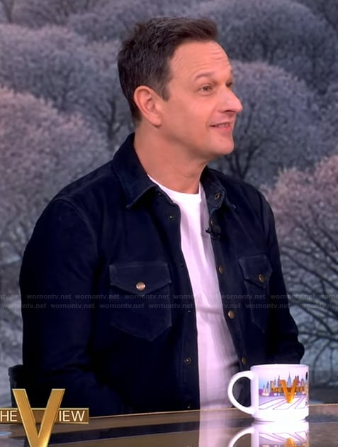 Josh Charles’s navy suede jacket on The View