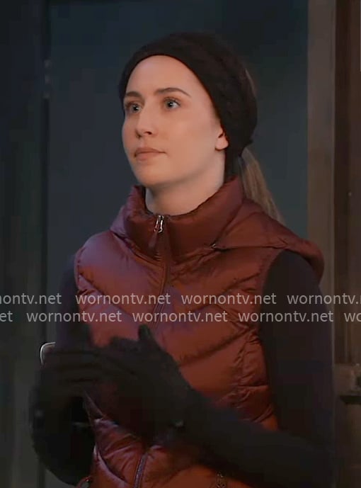 Josslyn’s red puffer vest on General Hospital