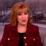 Joy’s red gold button jacket on The View