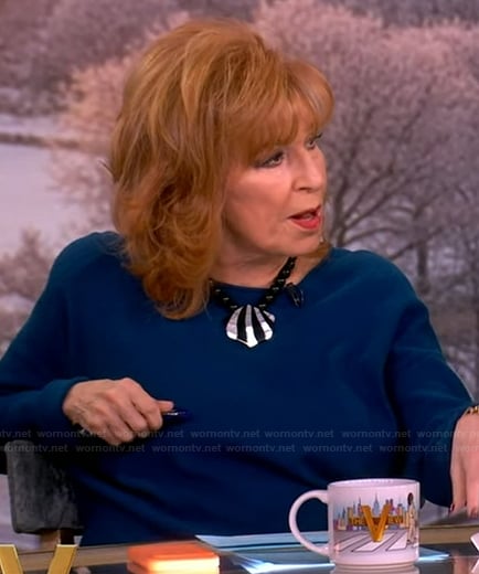 Joy’s navy sweater on The View