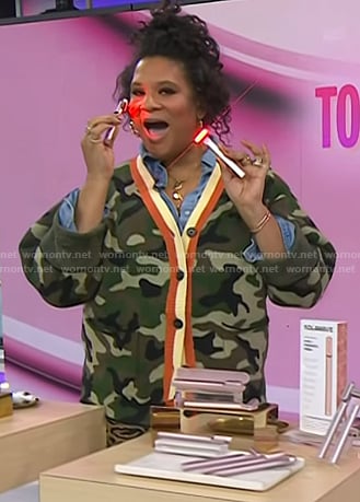 Julee Wilson’s camo print cardigan on Today