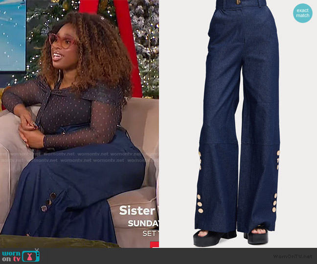 Julia Allert Stylish Wide-Leg High-Waisted Jeans Blue worn by Jennifer Hudson on The Jennifer Hudson Show