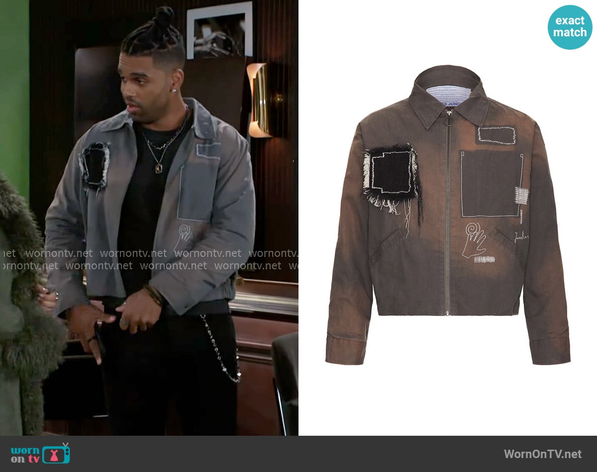Jungles Sunbleached Trucker Jacket worn by Izaiah Hawthorne (David Lami Friebe) on Beyond the Gates