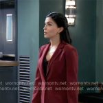 Justine’s burgundy suit on General Hospital