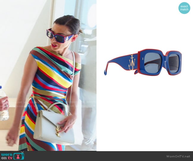 JW Anderson Bumper Square Acetate Sunglasses worn by Bronwyn Newport on The Real Housewives of Salt Lake City