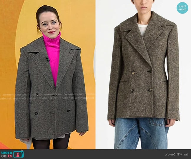JW Anderson Double-breasted Wool Jacket worn by Claire Foy on Today