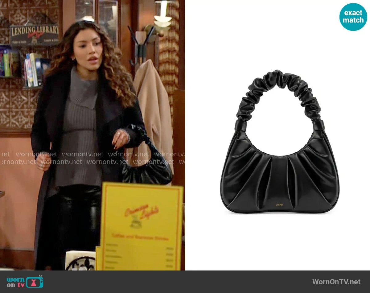 JW Pei Gabbi Ruched Faux Leather Hobo worn by Audra Charles (Zuleyka Silver) on The Young and the Restless