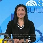 Karena Wu’s black v-neck sweater on Today