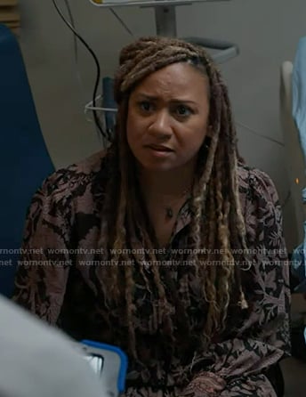 Karen’s black printed shirtdress on 9-1-1