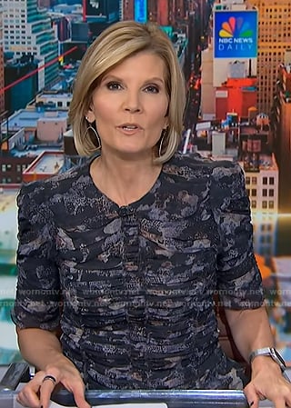 Kate’s blue print ruched top on NBC News Daily