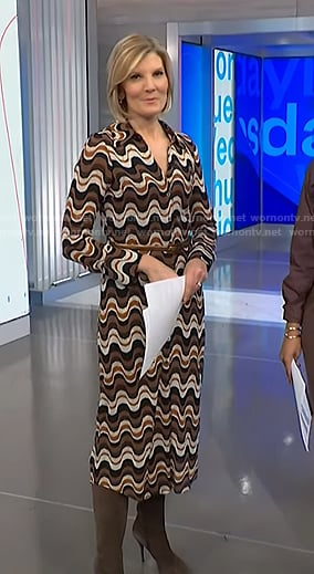 Kate's brown swirl print shirtdress on NBC News Daily