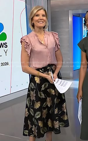 Kate's Pink ruffle top and black floral skirt on NBC News Daily