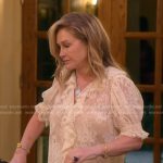 Kathy’s white ruffle lace blouse and skirt on The Real Housewives of Beverly Hills