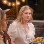 Kathy’s white lace inset top on The Real Housewives of Beverly Hills