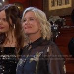 Kayla's black floral sheer shritdress on Days of our Lives