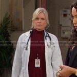 Kayla’s red ribbed mock neck dress on Days of our Lives