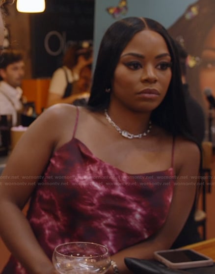 Keiarna’s pink tie dye cami on The Real Housewives of Potomac