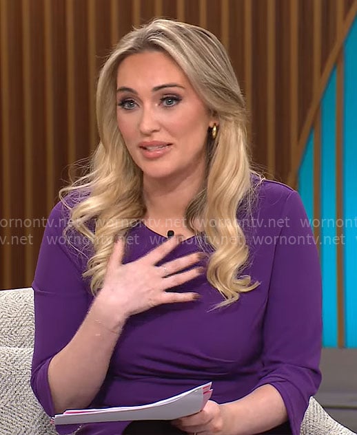 Kelly O'Grady's purple ruched dress on CBS Mornings