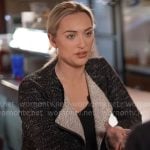 Kelly O'Grady's tweed moto jacket on CBS Mornings