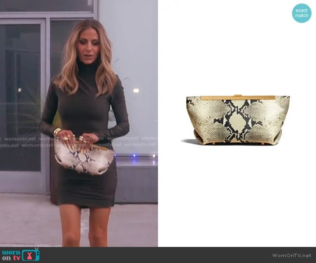 Khaite The Aimee Python-effect clutch Bag worn by Dorit Kemsley on The Real Housewives of Beverly Hills
