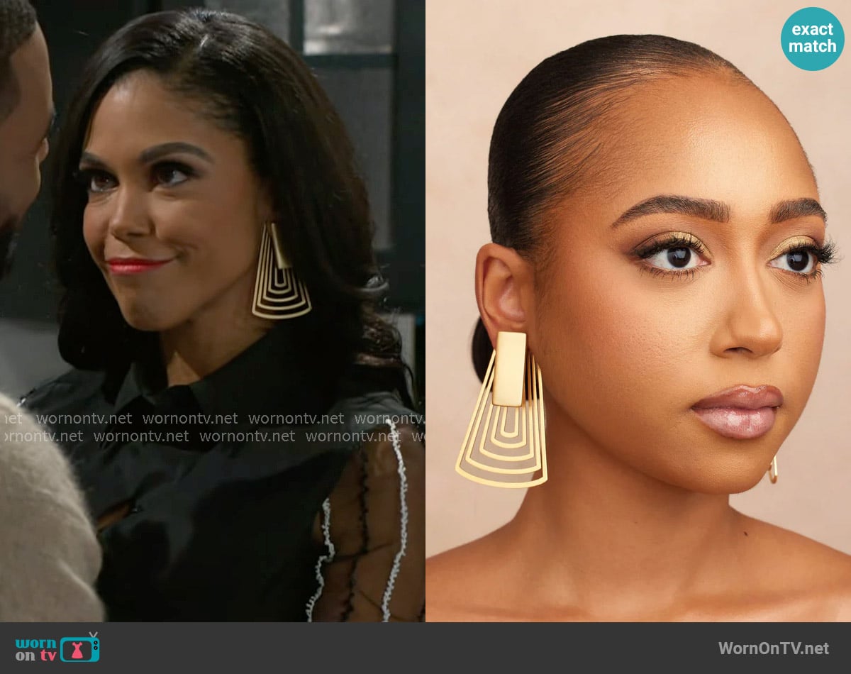 Khoi Large Izan Earrings worn by Dani Dupree (Karla Mosley) on Beyond the Gates