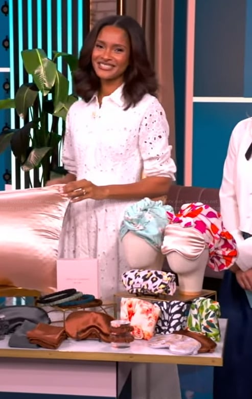 Kimanee Mason's white eyelet shirtdress on The View