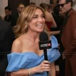 Kit’s blue off shoulder dress on Access Hollywood