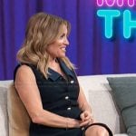 Kit’s button front denim dress on Access Hollywood