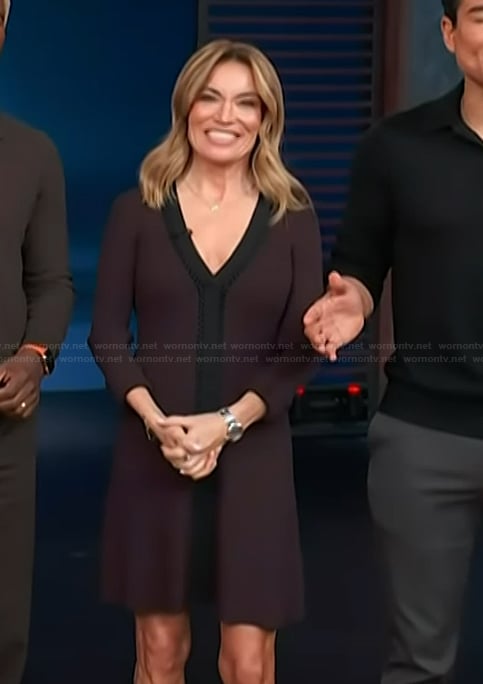 Kit’s burgundy mini dress on Access Hollywood